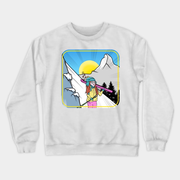 Skiing the Matterhorn Crewneck Sweatshirt by mailboxdisco